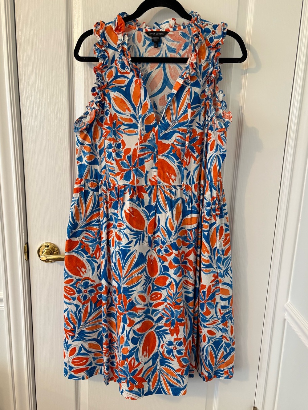 Maggot London blue orange print summer sundress size 12